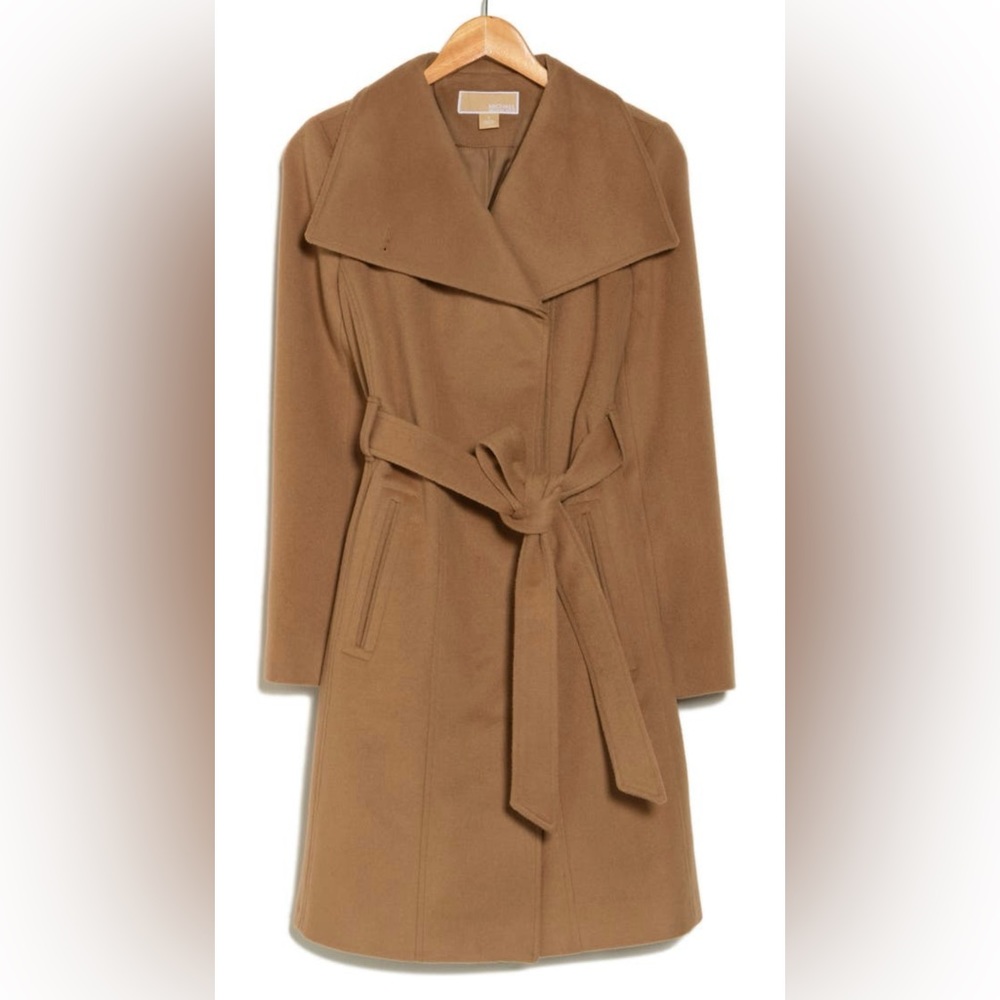 Micheal Kors Asymmteric Wool Coat in Camel